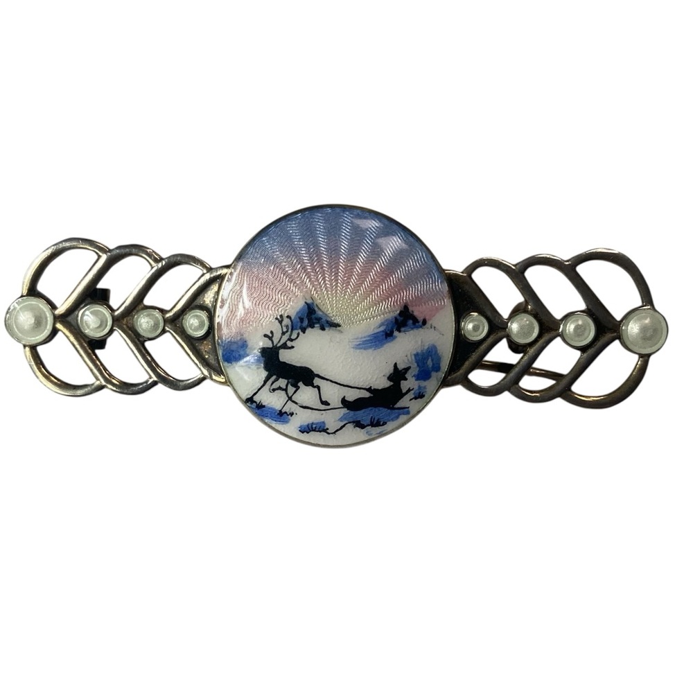 Vintage Norwegian Sterling Silver Enamel Brooch